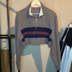 Izod Cropped Quarter Zip Sweatshirt